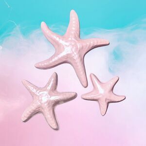 STARFISH Chalkware SET - Retro Bathroom Decor - Pale Pink